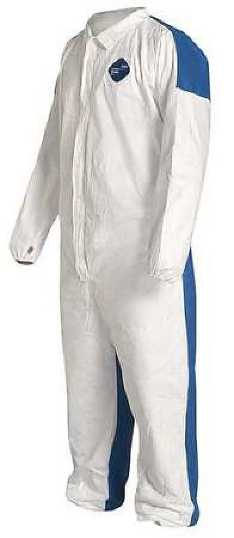DuPont Tyvek 400D Coverall  Elastic Wrist & Ankle Stormflap White Blue MD 25/Qty