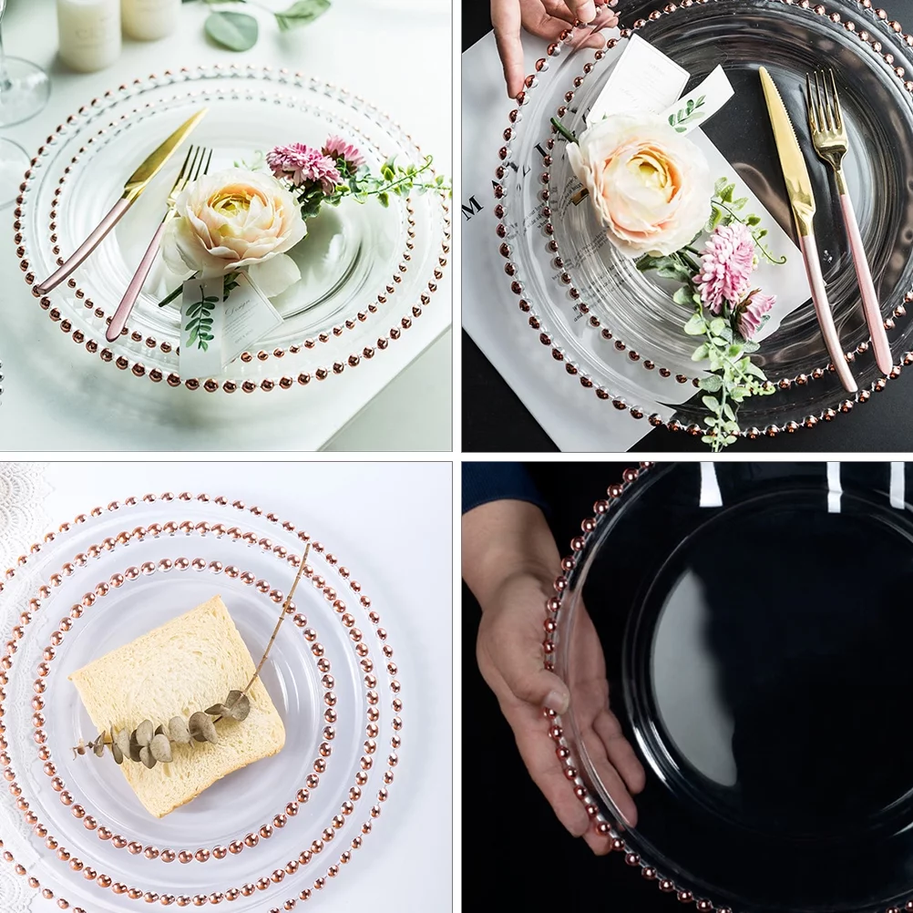 1Pc Clear Glass Dinner Plate Chic Fruit Steak Plate Western Dessert Tray (27)