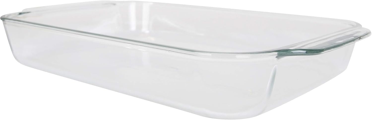 Pyrex (1) 233 Oblong Rectangle Clear Glass Casserole Baking Dish & (1) 233-PC Blue Lagoon Lid Made in the USA