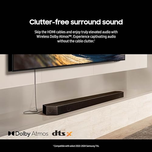 SAMSUNG Q990D 11.1.4ch Soundbar w/Wireless Dolby Atmos Audio, Rear Speaker Included, Q-Symphony, SpaceFit Sound Pro, Adaptive Sound, Game Mode Pro with Alexa Built-in, HW-Q990D/ZA