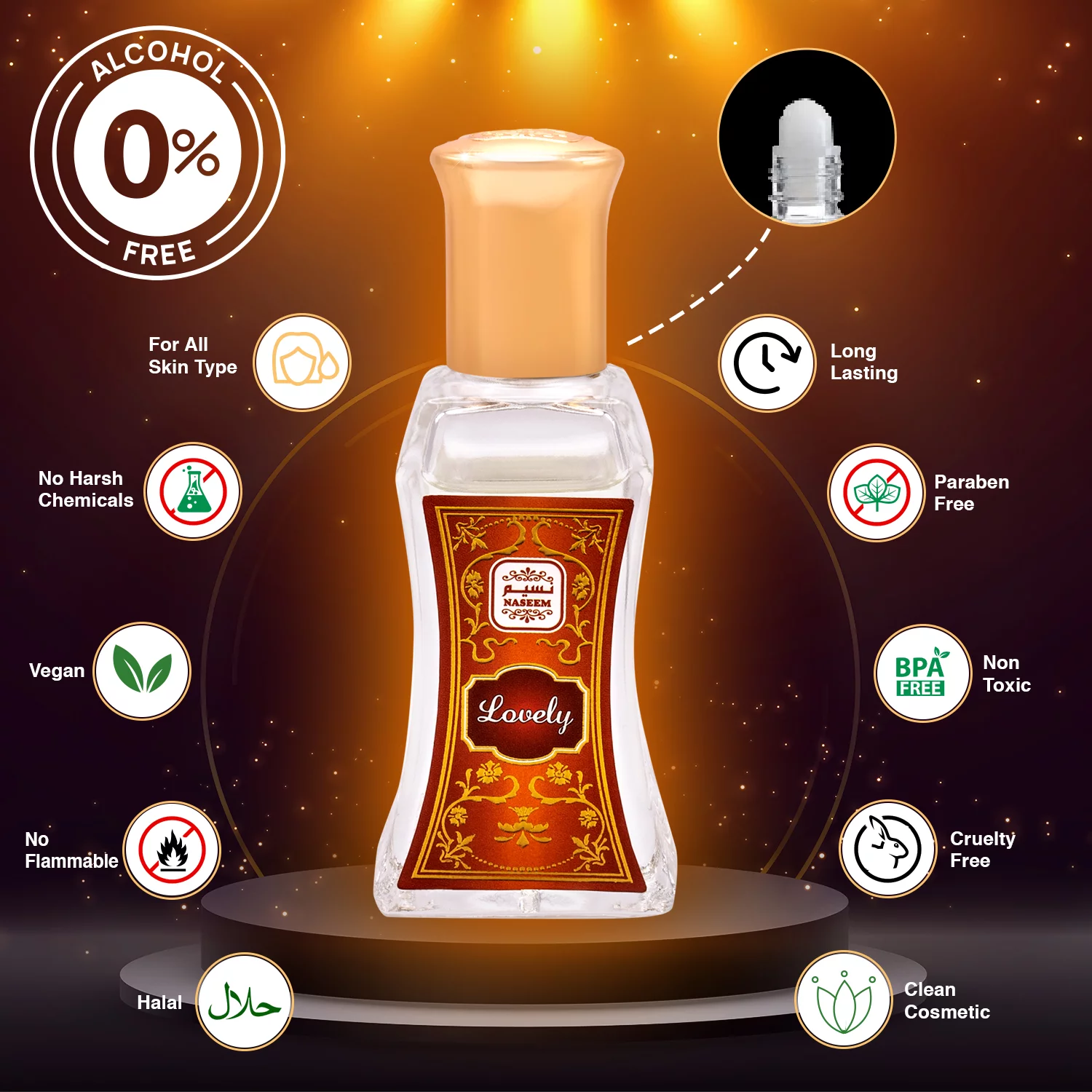 Lovely Perfume Oil Non Alcoholic Fruity Sandalwood Women Perfume Naseem