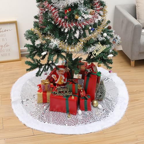 Mr. Pen- Christmas Tree Skirt 48 inches, Knitted Christmas Skirt Tree, Xmas Tree Skirt