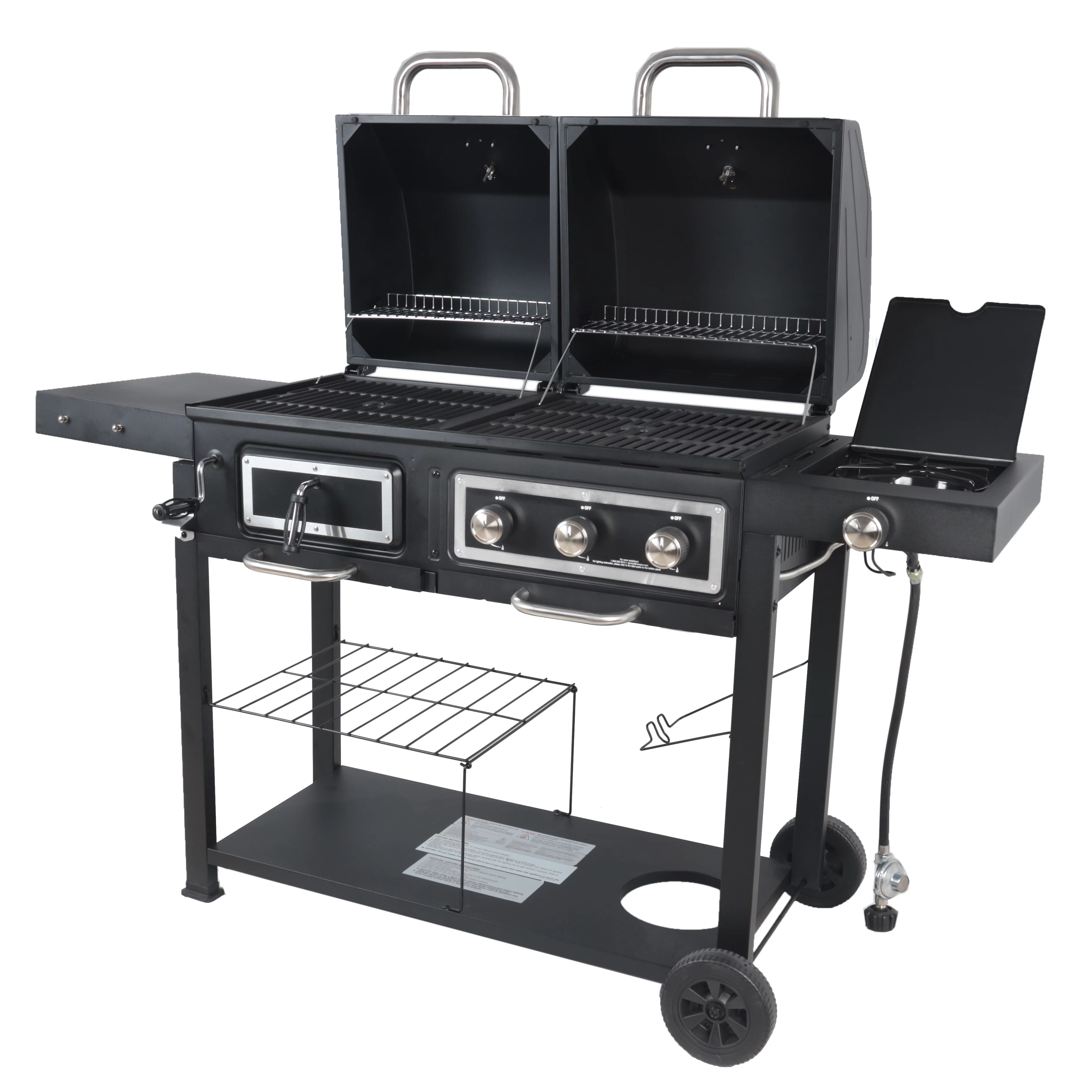 RevoAce Dual Fuel Gas & Charcoal Combo Grill, Black with Stainless
