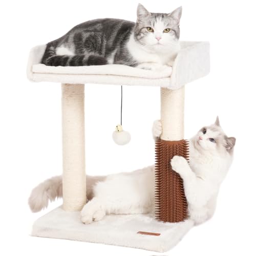Cat Tree Tower for Large Cats Cat Scratching Post with 20x15.7”Large Top Bed, Cat Self Groomer, Thick Scratch Post [Dia=4.5”] and Danging Ball Great for Large Indoor Cats-Large Grey