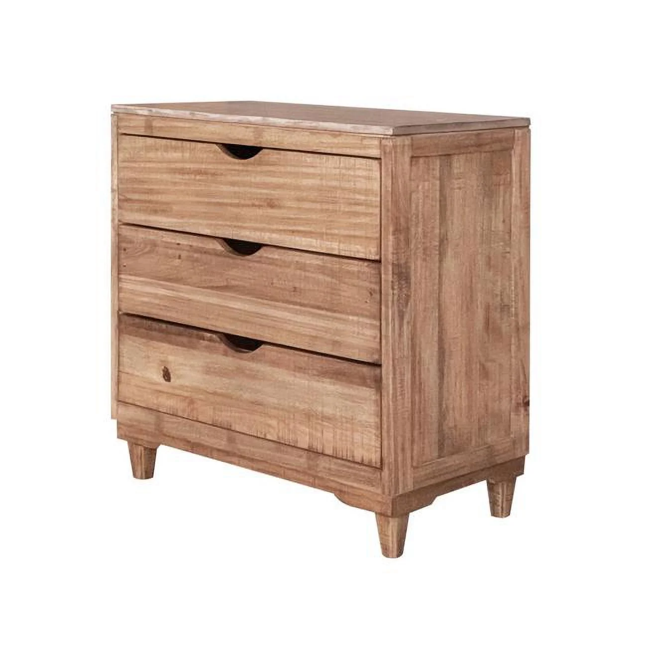 HomeRoots 524589 36 in. Solid Wood Three Drawer Chest, Natural
