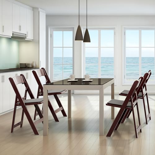 VINGLI Resin Folding Chairs with Cushion, Foldable Plastic Chair with Comfortable Padded Seats, Perfect for Event Party Indoor Outdoor, White, 4 PC