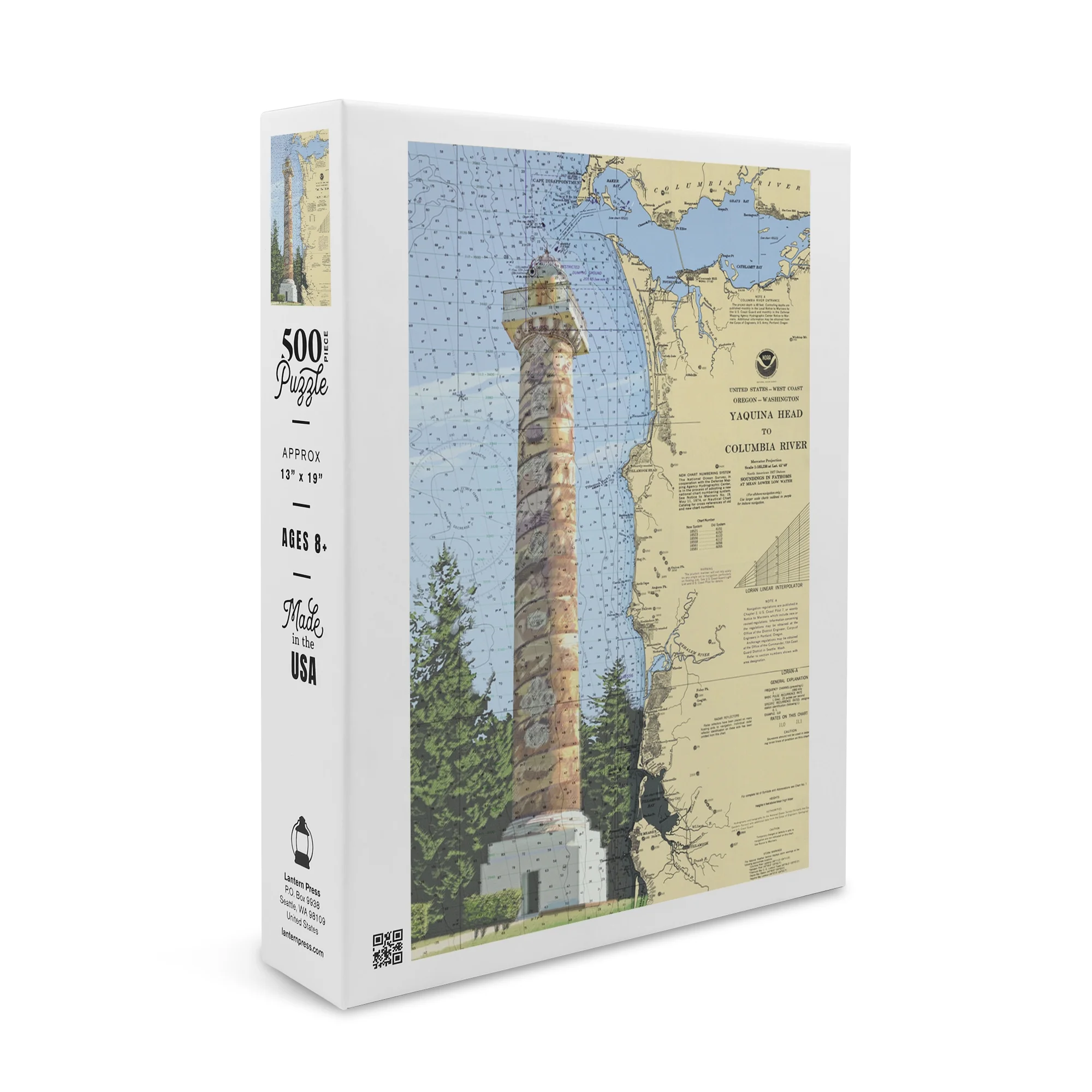 Astoria Column, Oregon, Nautical Chart (19x27 inches, Premium 500 Piece Jigsaw Puzzle for Adults and Family, Made in USA)