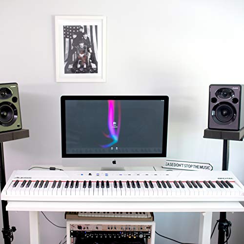 Alesis Recital – 88 Key Digital Piano Keyboard with Semi Weighted Keys, 2x20W Speakers, 5 Voices, Split, Layer and Lesson Mode, FX and Piano Lessons