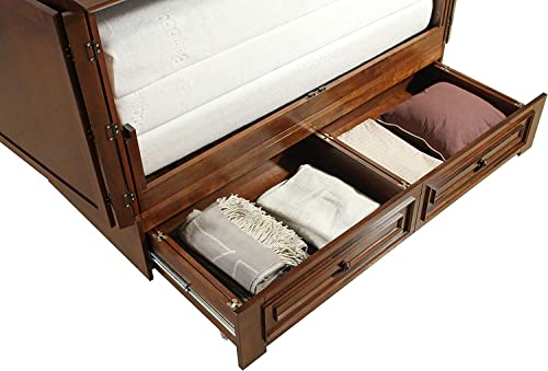 Emurphybed Paradiseo Murphy Cabinet Chest Bed with Charging Station 8 Inch, Queen (Tobacco)