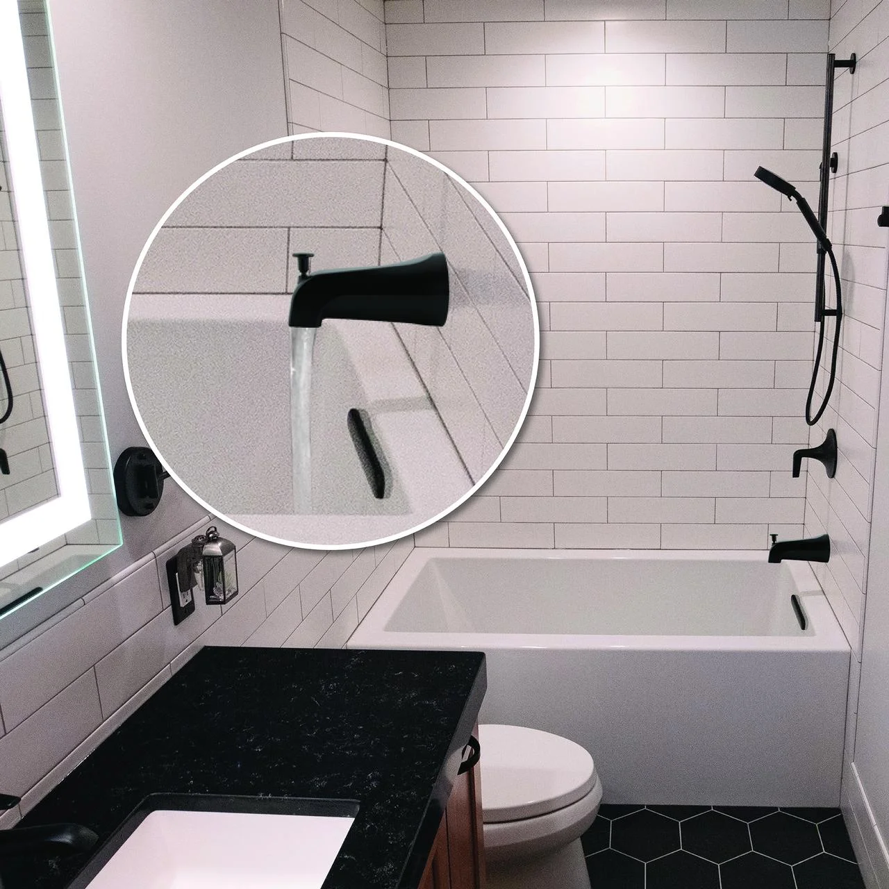 Danco Universal Bathroom Tub Spout with Diverter in Matte Black, 0.7 lbs. Weight (11079)