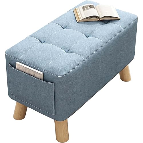 Rectangle Foot Stool, Sofa Stool Footstool with Padded Seat, Footrest Small with Solid Wood Legs, Shoe Changing Stool, for Hallway Office Lounge Dorm Room