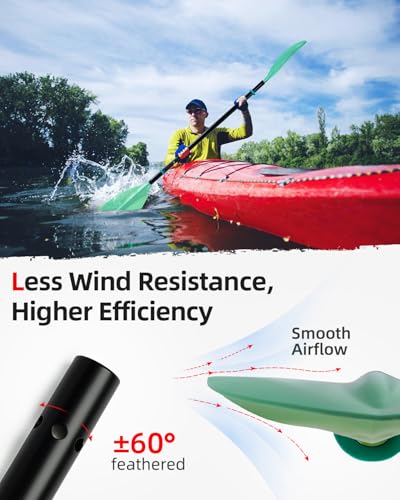 Abahub Adjustable Kayak Paddle 210-230 cm/ 230-250 cm Floating Kayaking Oars Boating Oars Canoeing Oars Black