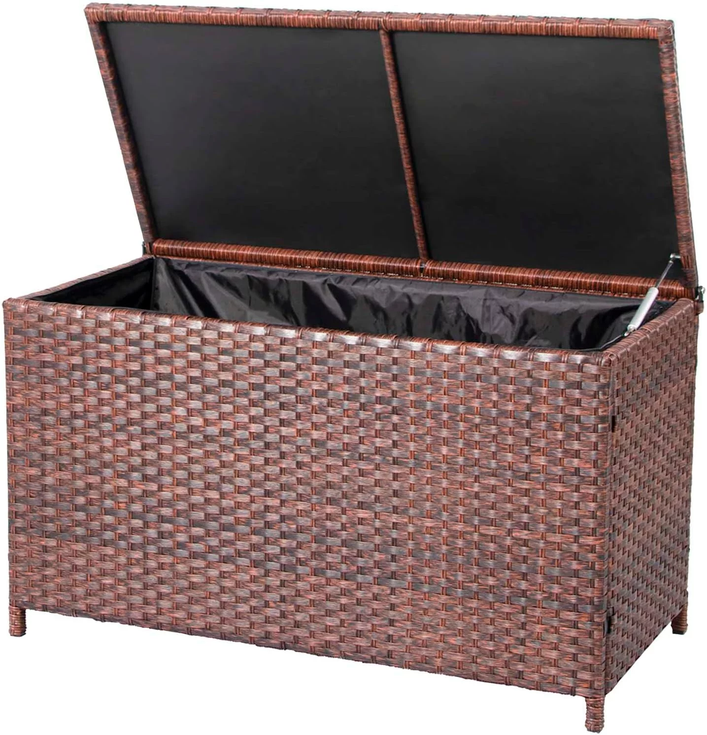 DIMAR GARDEN Outdoor Patio Wicker Rattan Storage Box Table 70 Gallon Mixed Coffee