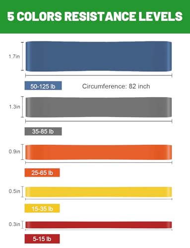 Resistance Bands, Pull Up Assist Bands - Workout Bands, Eexercise Bands, Long Resistance Bands Set for Working Out, Fitness, Training, Physical Therapy for Men Women