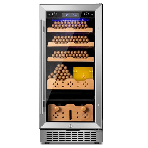 Electric Cigar Humidor,15 Inch Upgraded Large Capacity Electric Cigar Cabinet with Powerful Compressor, Digital LED Screen, Safety Lock,Smart Temperature Control,Father's Day Gift for Men