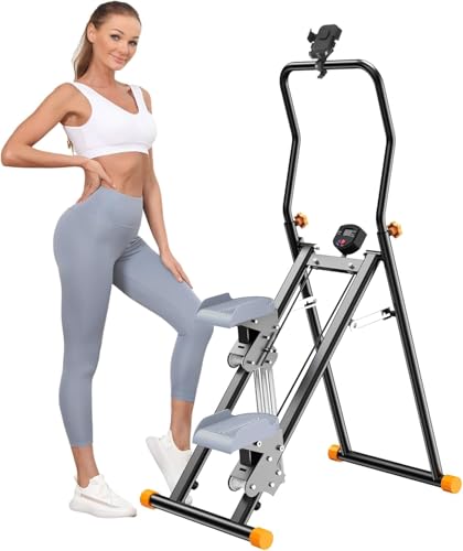 Stair Stepper for Home, Upgraded Vertical Climber Machine for Full-Body Workout, Compact Folding Cardio Exercise Climber, Resistance Adjustable Handlebar & Pedals