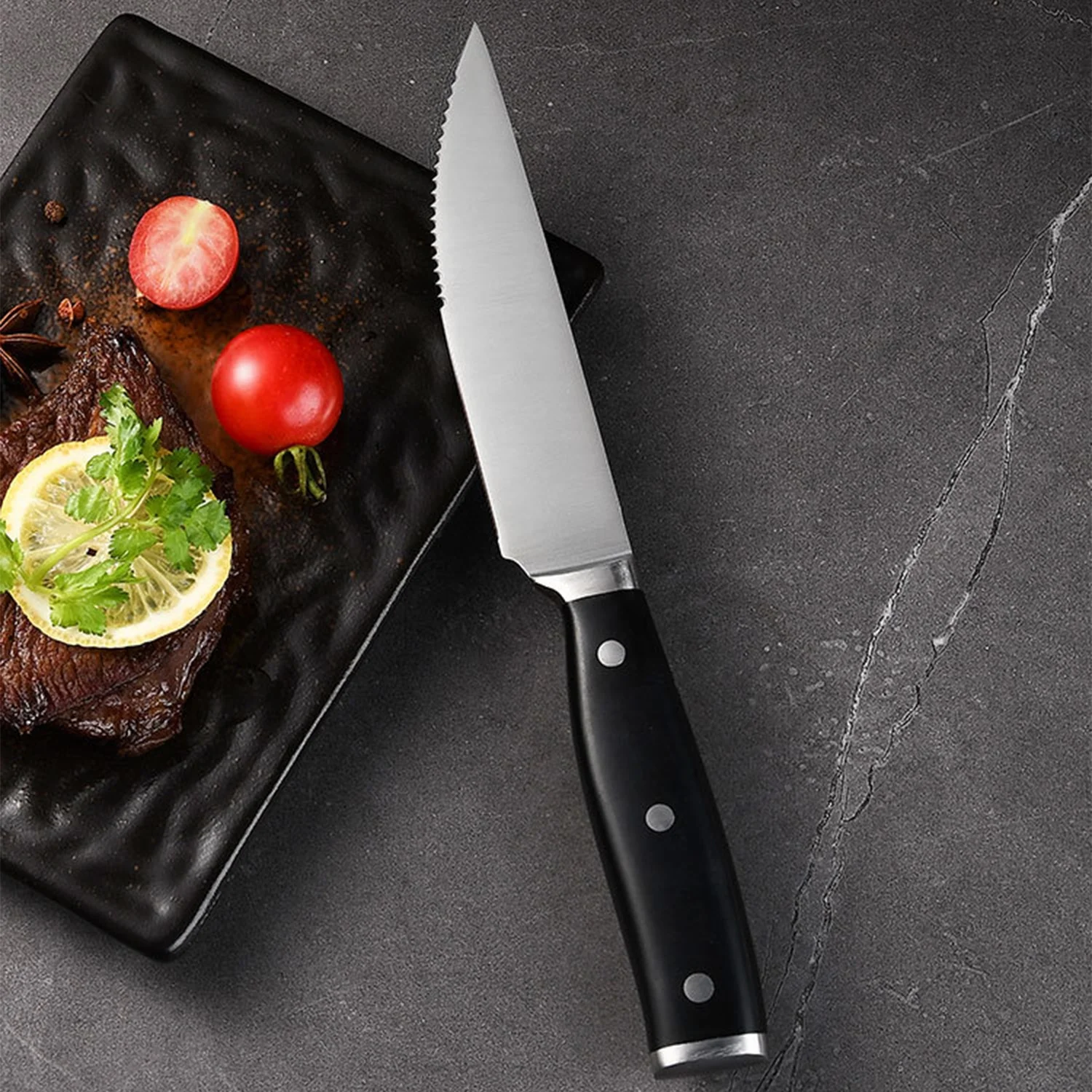 Steak Knives, Steak Knife Set Dishwasher Safe, Stainless Steel Serrated Steak Knife Set Service for 6, 6 Pieces Steak Knife with Gift Box