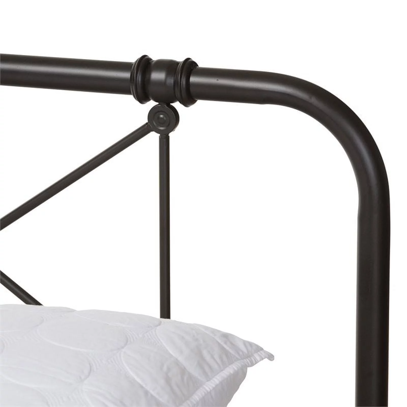 Bowery Hill Soft Gentle Curved Industrial Metal Queen Bed in Black
