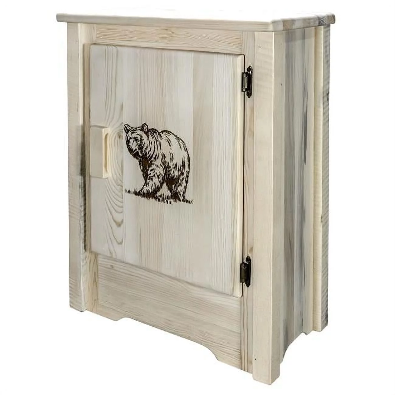 Homestead Collection Accent Cabinet with Laser Engraved Bear Design, Right Hinged - 23 x 19 x 10 in.