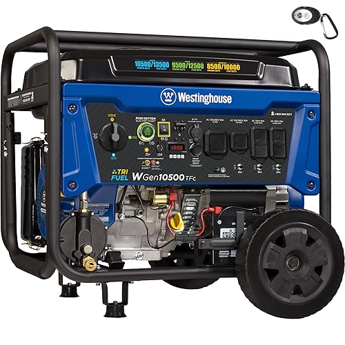 Westinghouse 13500 Peak Watt Tri-Fuel Home Backup Portable Generator, Remote Electric Start, Transfer Switch Ready, Gas, Propane, and Natural Gas Powered