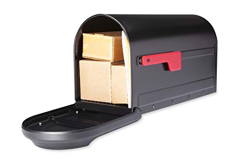 Architectural Mailboxes Barrington Galvanized Steel Post Mount Mailbox, Compatibility Code F, 7900-1B-R-10, Black, Large Capacity