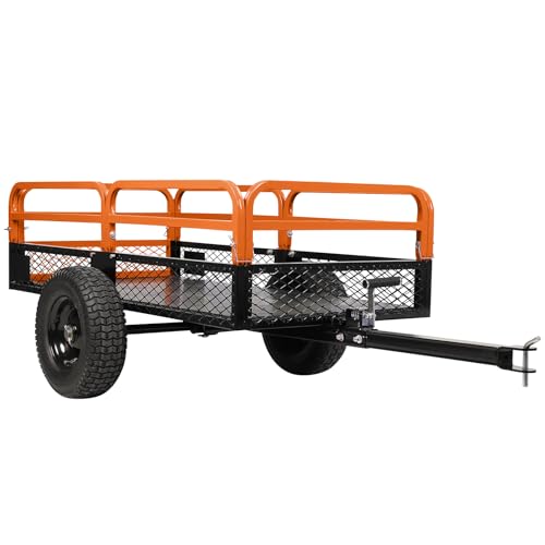 Garden Dump Carts, Heavy Duty Yard Cart, Large 1500-Pound Capacity, Steel Yard Trailer, Utility Trailer, Hand Pull or Foot Pedal Dump Cart for ATV, UTV, Lawn Mowers and Tractors