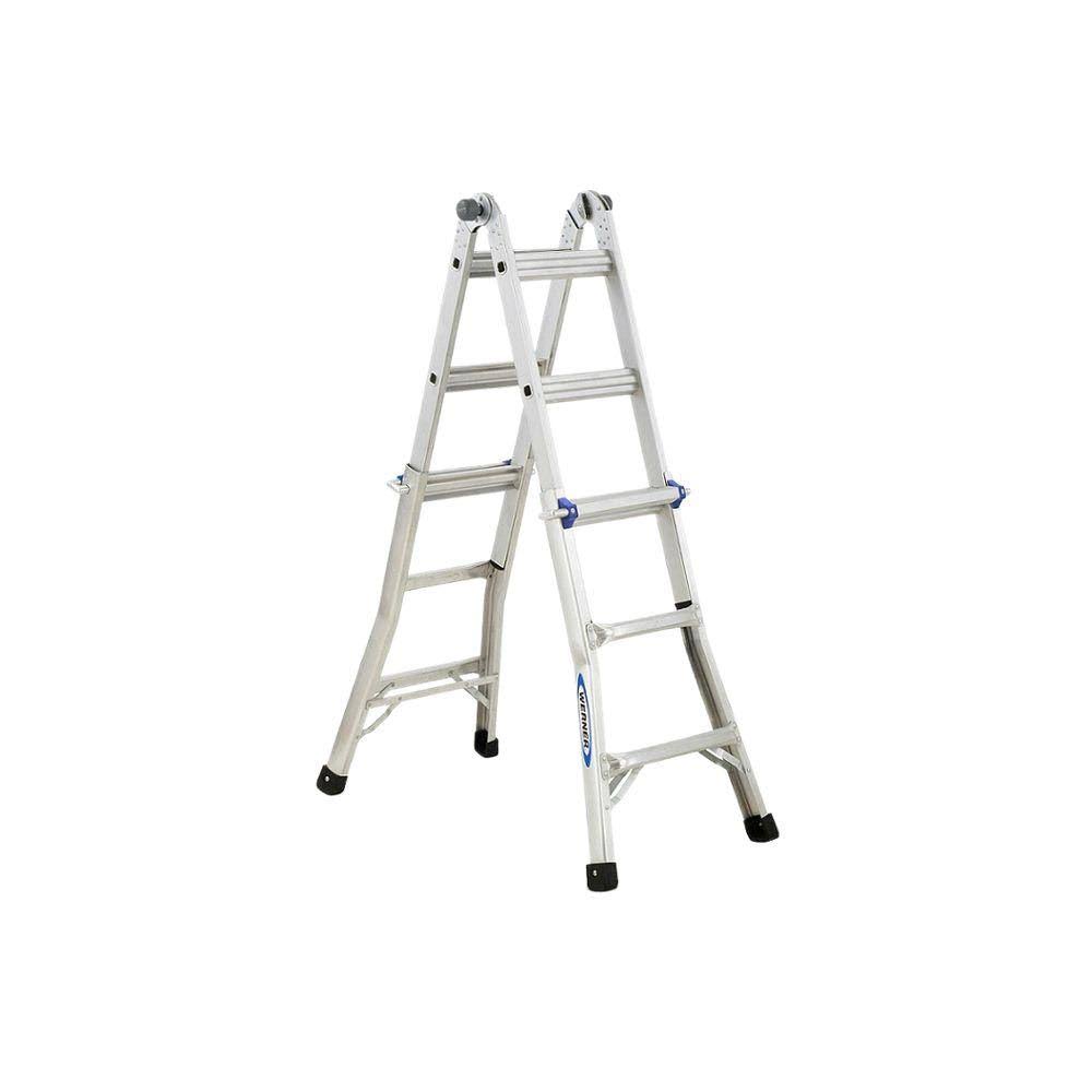 Werner 13 ft. Reach Aluminum Telescoping Multi-Position Ladder with 250 lb. Load Capacity Type I Duty Rating MT1-13B