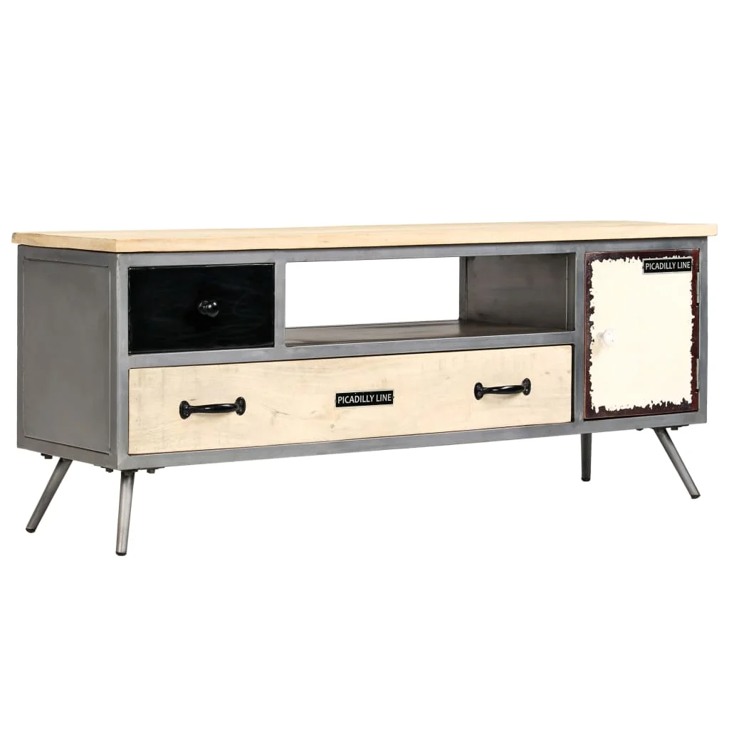 TV Stand Solid Wood Mango and Steel 47.2