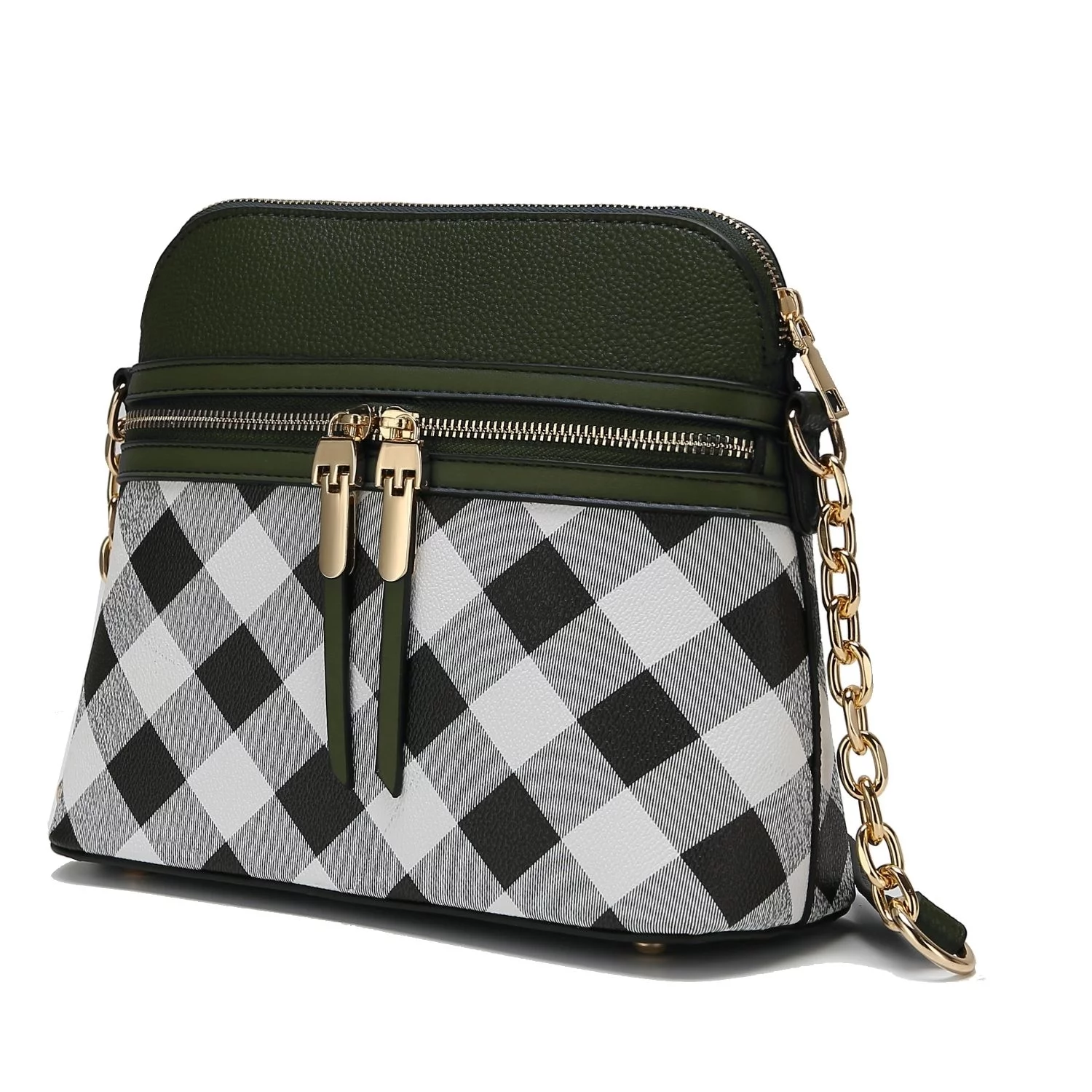 MKF Collection Suki Checkered Vegan Leather Women's Crossbody Handbag by Mia K. - Navy