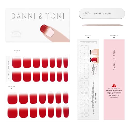 DANNI & TONI Semi Cured Gel Nail Strips Christmas Santa Claus Snowflakes Cat Eye Gel Nail Wraps 28 Stickers | Mistletoe Meow