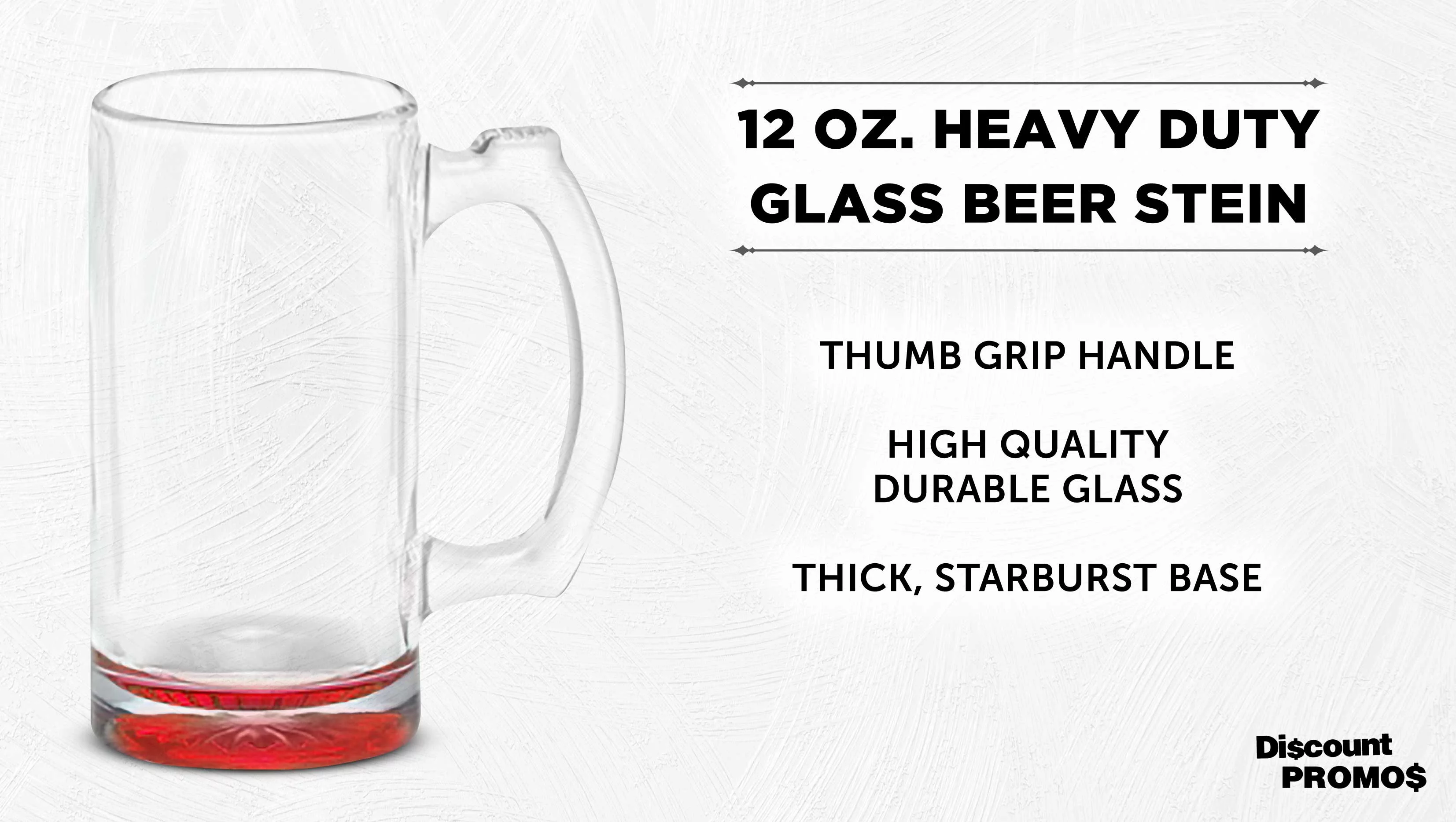 12 Libbey Beer Mugs Set, 12 oz. - Groomsmen Glassware - Red