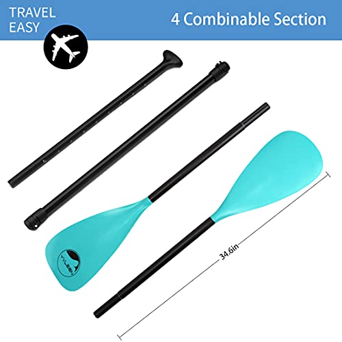 YVLEEN SUP Paddle Board Paddle，Stand up Paddleboard Paddles Adjustable Aluminum 4-Piece Floating Kayak Paddle，Convertible Paddle
