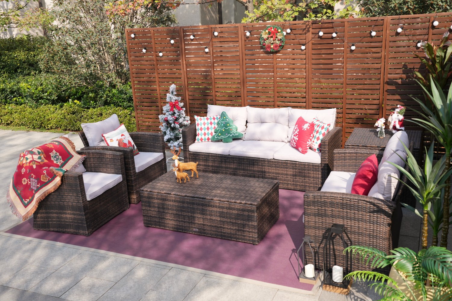 Direct Wicker 6-Piece Outdoor Patio Furniture Set Wicker Sectional Sofa Set with Cushions, Brown