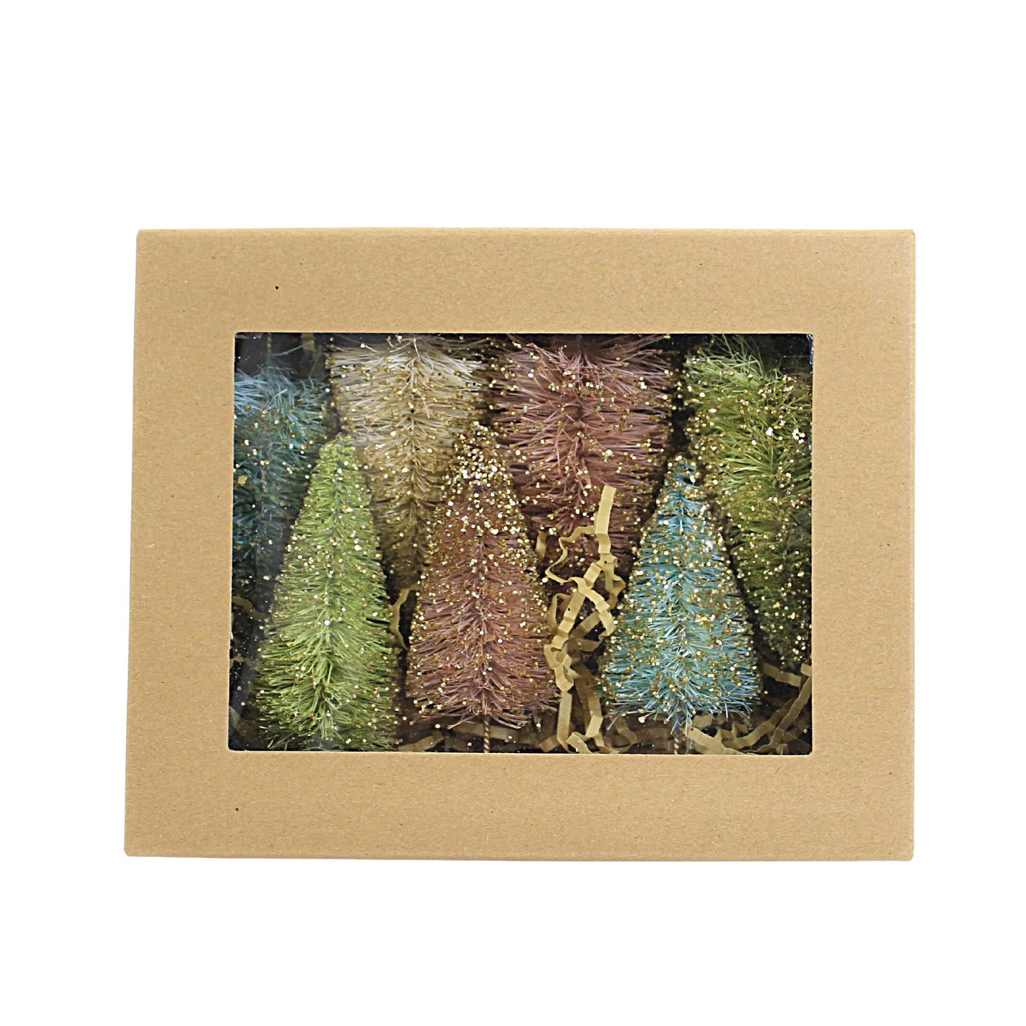 Bethany Lowe Pretty In Pastel Mini Bottle Brush Trees In Box, Set Of 7