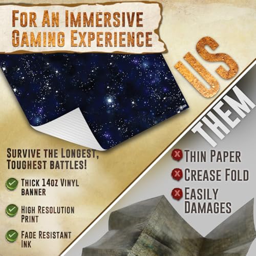 Battle Game Mat - 48x48 - Dungeons Tabletop Dragons Dice Role Playing Map - Wargaming RPG Warfare 40k Flames War - Reusable Miniature Figure Board Games - Warhammer Gaming Vinyl Mat