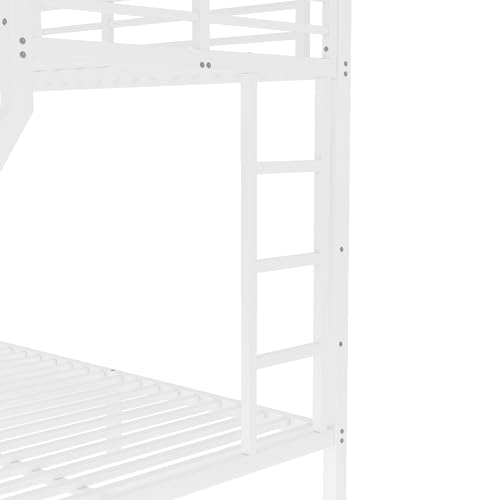 Heavy Duty Bunk Bed Frame with Ladder, Twin XL Over Twin XL Bunk Beds with Safety Guardrails, Adults Bunk Beds with Noise-Reducing Rubber Stoppers, Easy Assemble, Black