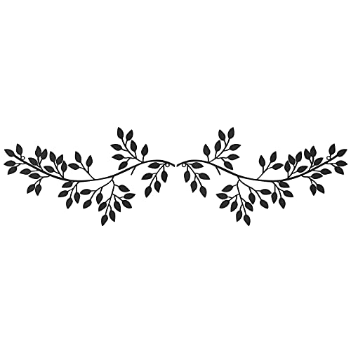 Hotop 2 Pieces Metal Tree Leaf Wall Decor Vine Olive Branch Leaf Wall Art Wrought Iron Scroll Sculptures Above the Bed, Living Room, Outdoor Decoration (Classic Color,Classic Style)
