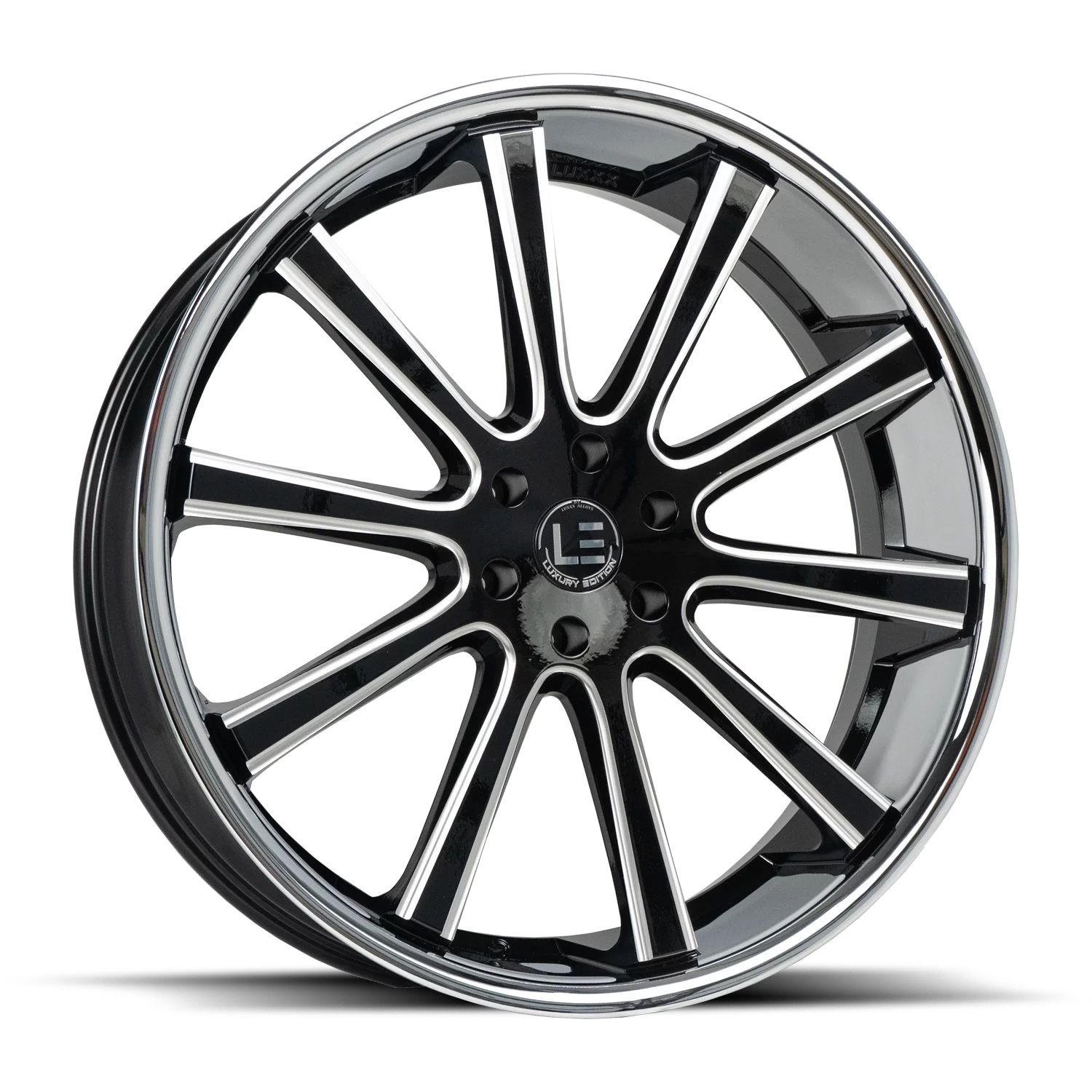 LUXLE13 SSL 22X9 6X139.7 +30 78.1 Gloss Black Milled Stainless Steel Lip