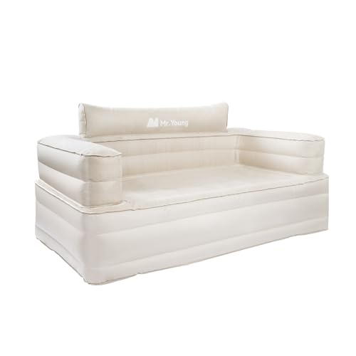 Single Inflatable Chair Sofa, Camping Lounger for Rest, Integrated Outdoor Air Sofa, Blow Up Couch with Electric Pump for Camping Picnic Beach Travel, Sandy