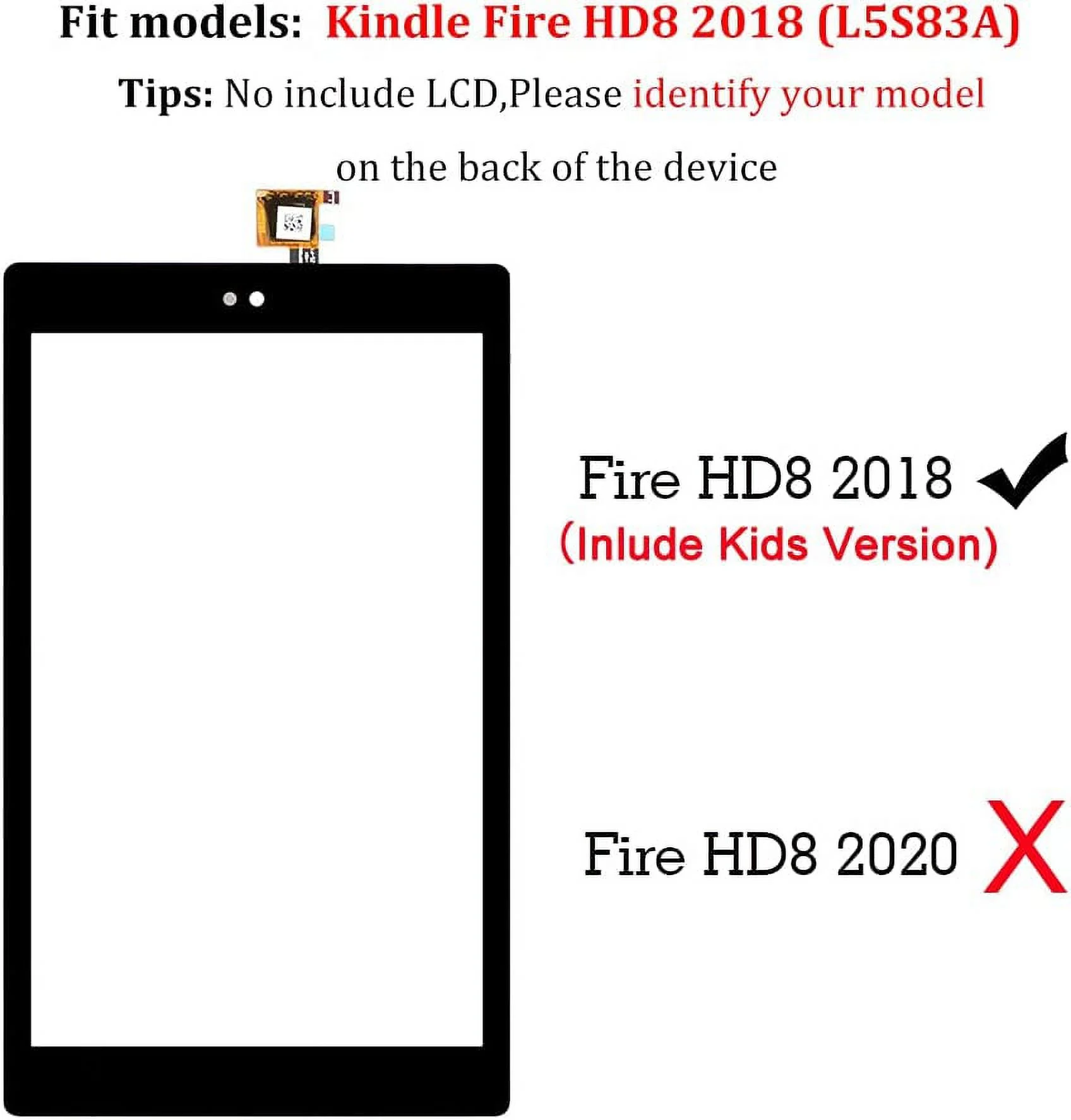 GoodFixer Original Quality Screen Replacement Digitizer for Amazon Kindle Fire Tablet HD 8 8th Gen Model L5S83A (2018 Released 8th Generation) Touch Screen Glass + Full Repair Kit