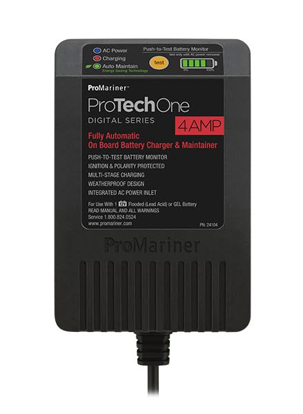 ProMariner 24105 ProTechOne Digital Series 5 Amp Fully Automatic On-board Battery Charger and Maintainer with Integrated AC Inlet