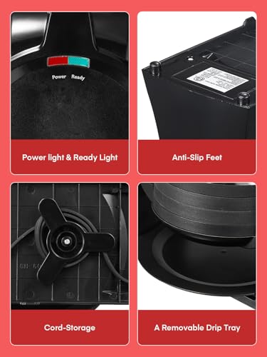 Waffle Maker, 1400W Double Belgian Waffle Iron 180° Flip, 8 Slices in 3 Mins, Rotating & Nonstick Plates, Anti-Scald, Removable Drip Tray Easy to Clean, Cool Touch Handle, Space-Saving (Mint Blue)