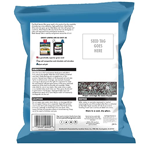 Jonathan Green (10448) Black Beauty Lawn Repair for Sun & Shade Areas - Cool Season Grass Seed, Fertilizer, & Mulch (13.5 lb)