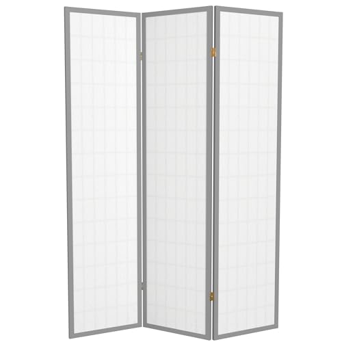 Red Lantern 6 ft. Tall Window Pane Shoji Screen-Natural-4 Panels Room Divider