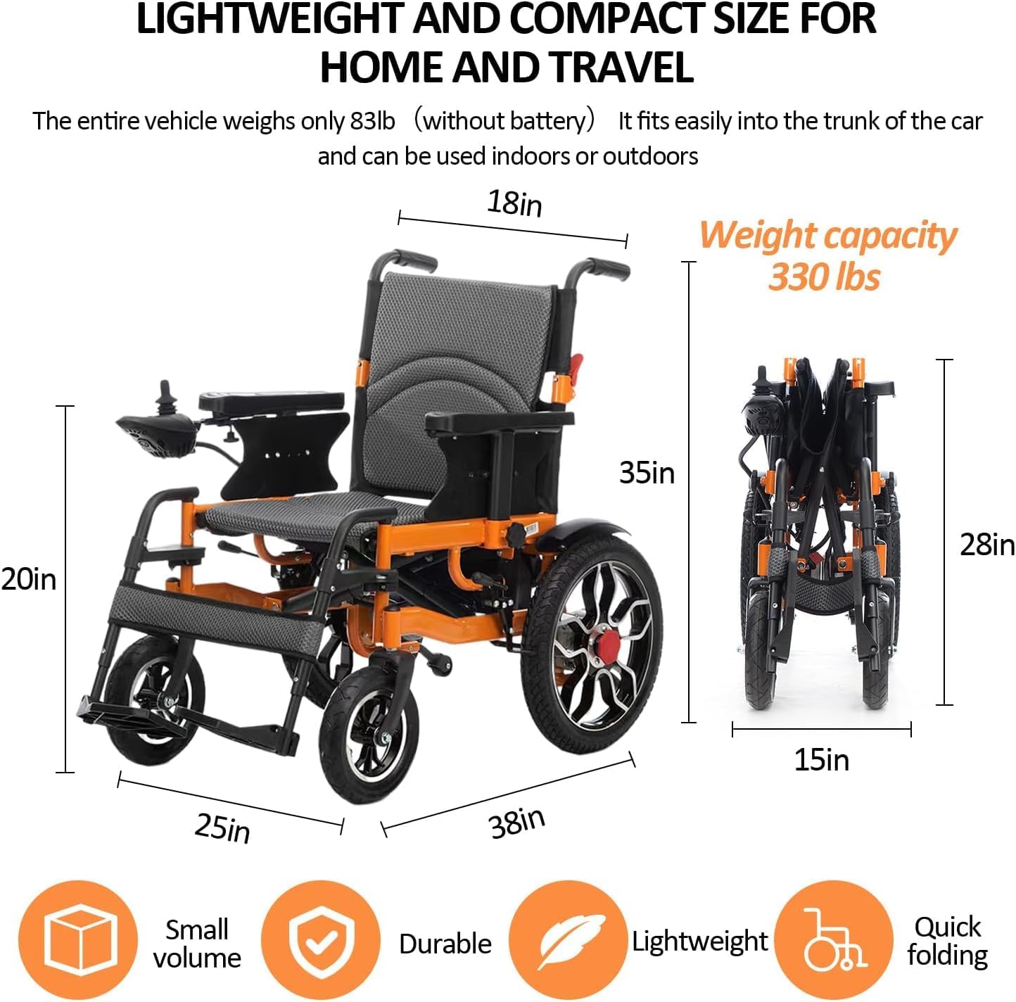 Electric Wheelchairs for Adults Intelligent Foldable Electric Wheelchairs Portable Transport Chairs for Seniors All Terrain Wheel Chair Power Chair for Adults Supports Up to 300 Lbs