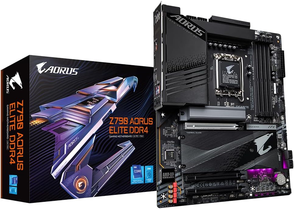 GIGABYTE Z790 AORUS ELITE DDR4 Intel LGA 1700 ATX Motherboard, 4x DDR4 ~128GB, 3x PCI-E x16, 4x M.2, 4x SATA, 5x USB 3.2, 1x USB-C, 4x USB 2.0