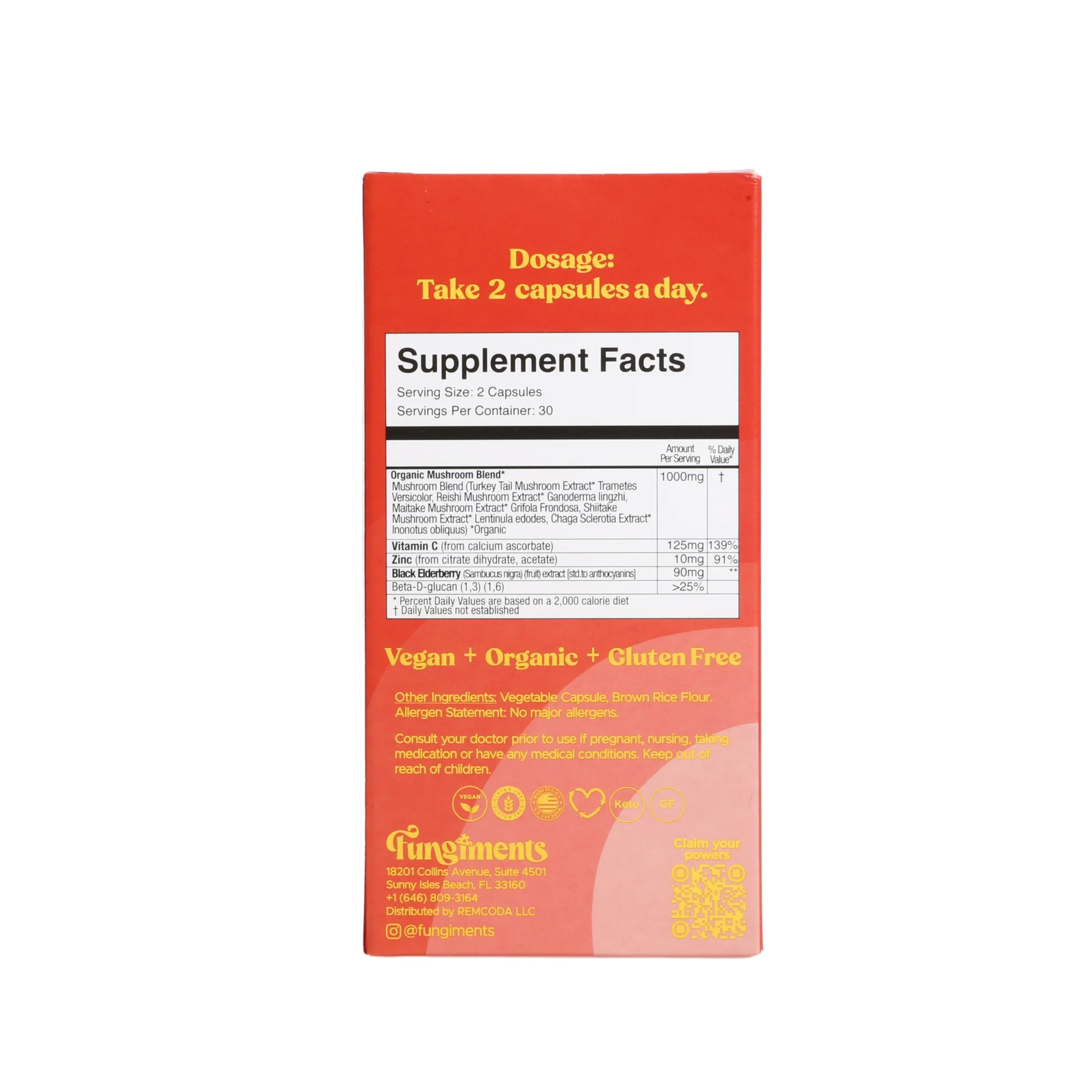 Fungiments Super Shield - Immune Boost, Mushroom Blend, Vitamin C, Zinc, Black Elderberry - 60 Ct