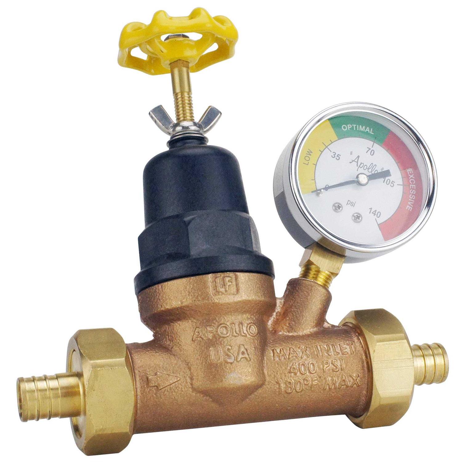 Apollo APXPRV34WG 3/4 in. Bronze Double Union PEX Water Pressure Regulator with Gauge - Shop Hardware Tools Online Store