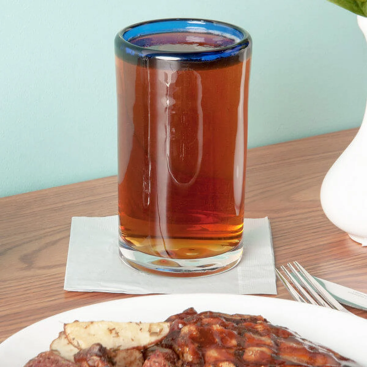 Libbey Aruba 16 oz. Customizable Cooler Glass with Cobalt Blue Rim - 12/Case | Craft Your Refreshing Drinks in Style