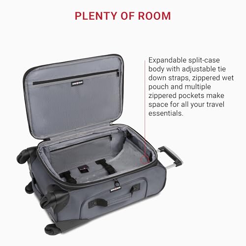 SwissGear Sion Softside Expandable Luggage, Black, Checked-Large 29-Inch